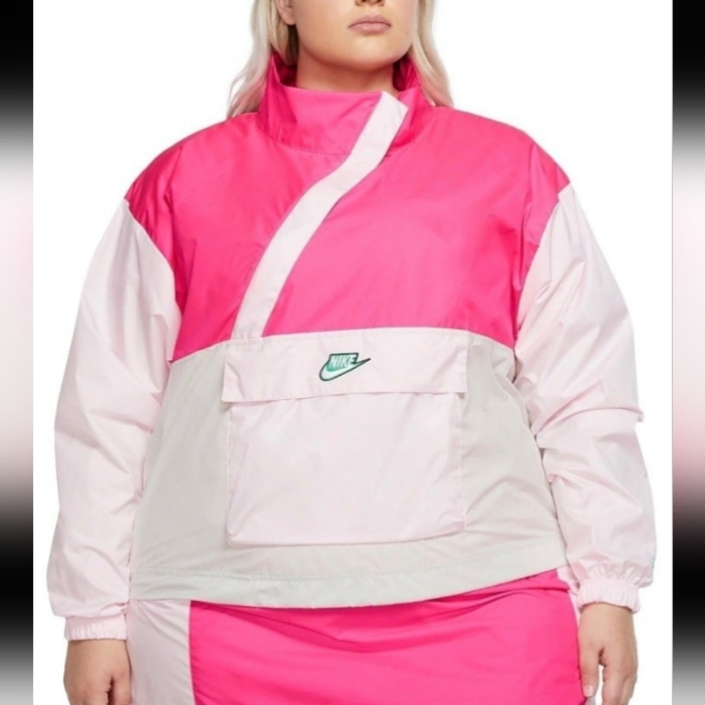 New NIKE PLUS SIZE pink windbreaker JACKET, SIZE  1X